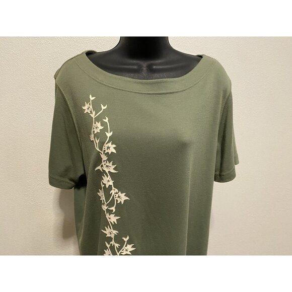 Jaclynn Smith Sport Womens Size Large Top Olive Color Short Sleeve - Picture 2 of 11
